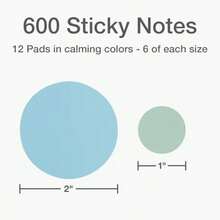 Transparent Sticky Notes 12 Pads Per Pack Circle Sticky Notes Small Sticky Tabs For Organizing 6 Pads Of 1 Inch Notes 6 Pads Of 2 Inch Notes 12 Calming Colors 1016720 - 鎮靜 - 查看 2
