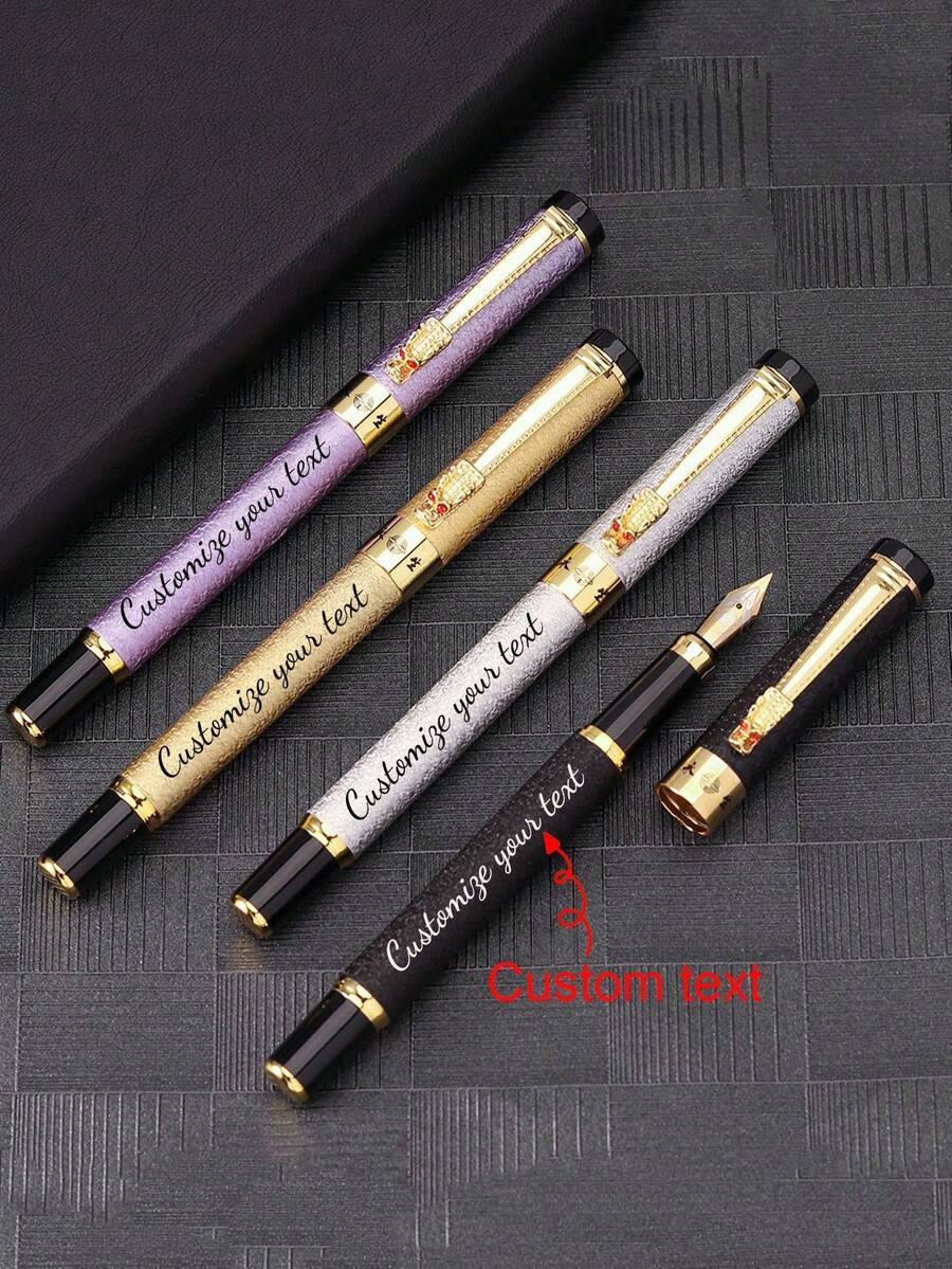 Customized Dragon Head Steel Fountain Pen, 3-In-1 Calligraphy Writing Pen, Business Gift For Family, Friends, Teachers - Multicolor - View 1