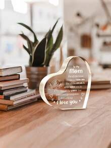 1pc Mom's Birthday Gift, "I Love You Mom" Acrylic Keepsake - Daughter/Son's Birthday Gift For Mom, Best Christmas/Mother's Day Present - Mother's Day Acrylic Transparent Heart - View 5
