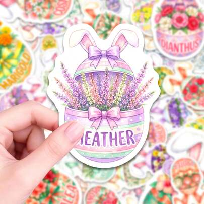 50pcs Happy Easter Stickers - Vibrant Vinyl Stickers Suitable For Laptops, Water Bottles And Journals | Designs Include Rabbits, Chicks And Easter Eggs, Ideal For Teens And Holiday Enthusiasts | Waterproof Stickers For DIY Crafts And Easter Decorations