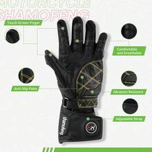 A Pair Of Long Motorcycle Gloves For Racing, Touchscreen Gloves, Winter Off-Road Protective Racing Gloves, Available In M, L, XL Sizes, In Black And White, Suitable For All Seasons - 黑色 - 查看 4