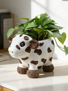 可爱奶牛造型花盆，动物造型多肉植物花盆，室内外皆宜，迷你仙人掌盆，花园桌面家居装饰，送给植物爱好者的礼物 - 多款 - 查看 12