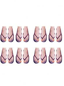 1/8/10双装3D人字拖袜，趣味新奇男女通用短袜，女士长筒袜 - 彩色 - 查看 8