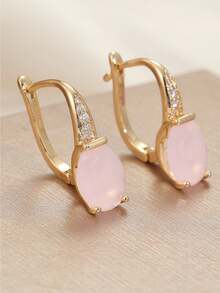 Elegant Pink Oval Pearl Earrings, Beautiful Accessory For Women's Back To School, Party, Date, Ideal Birthday Gift - Pink - View 5