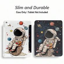 1个宇航员图案彩绘平板电脑保护套，带支架，兼容三星A9/A9+/S9/S9FE/A11/A11+/S11/S10 FE/S10 FE+/S10 Lite、苹果Air 5/6、荣耀、Matepad等热门机型。可折叠防弯折设计，自动唤醒/睡眠功能，内置笔槽，三折支架——完美日常保护，理想礼物。 - 彩色 - 查看 5