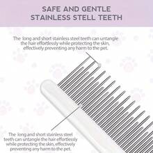 1支装二合一宠物梳毛刷，适用于犬猫 - 不锈钢材质，长短齿双齿设计，可轻松梳理毛发，帮助保持宠物毛发健康。 - 查看 5