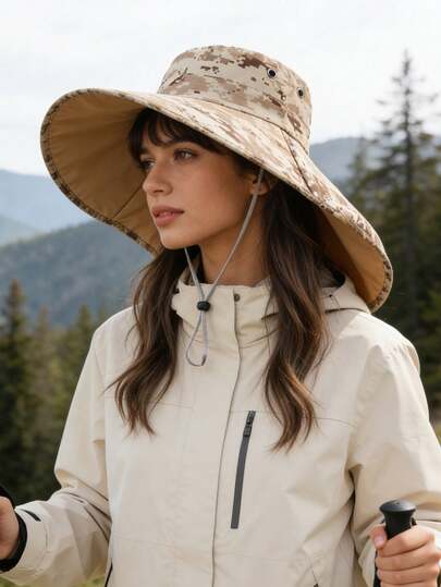 1pc Women's Casual Polyester Sun Hat, Fashion Outdoor Sun Protection Hat Suitable For Daily Outdoor Use