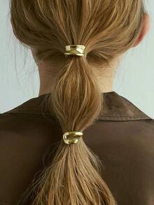 2pcs/Set Women's Gold Metal Fashion Ponytail Clips - Gold - View 1