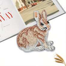RHUAGYP 1pc Rabbit/Hare Embroidered Patch, Natural Countryside Animal Patch, Mini Rabbit Patch, Creative DIY Patch, Iron-On/Sew-On - Multicolor - View 2
