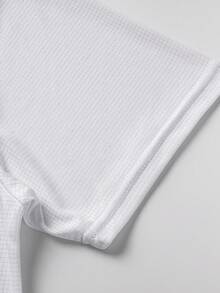 Men's T-Shirt, Fitness Quick-Dry Elastic Sportswear, Casual Exercise Solid Color Short Sleeve Top, Running - White - View 5