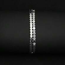 1 Set Retro Dual-Tone Electroplated Cubic Zirconia Striped Bracelet & Ring Set, Suitable For Women's Daily Wear - Style a Silver - View 3