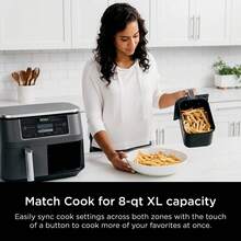 Certified Refurbished Ninja DZ201 Foodi 8-Quart 6-In-1 DualZone Air Fryer 2 Independent Fry Baskets, Smart Finish & Match Cook, Roast, Bake, Reheat, Dehydrate (Renewed) - US A Type Plug(110-127V) - View 4