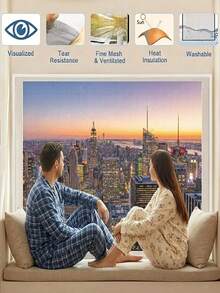 黑色防蚊纱窗，自粘式窗户蚊帐，夏季防虫门，窗户蚊帐 - 黑網黑邊 - 查看 6