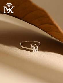 1 Customized Double Letter First Letter Ring, Couple First Letter Ring, Customized Letter Ring, Slim Customized Ring, Stacked Engraved Ring, Anniversary Gift - Multicolor - View 6