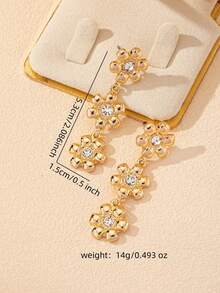 1 Pair Women's Dangling Flower Petal Crystal Earrings - Multicolor - View 2