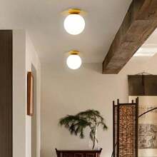 1pc Modern Minimalist Round Ball Ceiling Light, E27 Lamp Holder, Hard-Wired Connection, Suitable For Balcony, Entrance, Hallway, Room (Bulb Not Included) - Multicolor - View 4