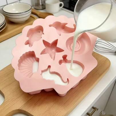 1pc Ocean World Silicone Cake Baking Mold,Ice Cubes,Chocolate Candy Mold, Uncharged, 220°C Upper Temperature Rating