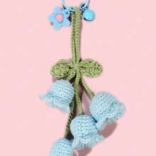1pc Handmade Crochet Bell Orchid Flower String Keychain Bag Decorative Clasp, Fashion Girl's Backpack Pendant Lovely Flower Backpack/Schoolbag/Purse Pendant, School Supplies Teacher Gifts Back To School Supplies Teacher Accessories Back To School Supplies Gifts For Teachers Crocheted Flower Trinket Gift For Women In Summer - 彩色 - 查看 6