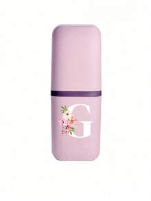 Pink Portable Travel Toothbrush Cup, Haitang Flower Letter A-Z Pattern, Mouthwash Cup, Household Bathroom Storage, Mouthwash Cup, Travel Toothbrush Box, Makeup Brush Storage Box, Multifunctional Toothbrush Cup, Alcohol Free, Plastic Material, Compact Design, Very Suitable For Oral Care Anytime, Anywhere. Outdoor Business Travel Supplies Box, Suitable For Travel, Camping, Business Trips, And School, Essential For Outdoor Travel - Multicolor - View 22