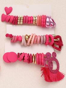 1-20 Pairs Random Heart & Flower Retro Y2K Geometric Exaggerated Fashion Earrings Set, Blind Box Combination, Suitable For Women, Mother's Day, Valentine's Day, Christmas, New Year, Daily Wear - Multicolor - View 1