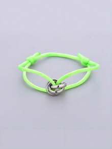 1pc Handmade Adjustable Stainless Steel Triple Circle Hollow Thin Bracelet, Unisex Couple Gift (Slight Color Difference May Exist Between Actual Product And Image Due To Lighting And Angle During Photography) - Silver - View 21
