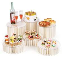 SANNAX 6 PCS Buffet Risers, Food Rise6 PCS Buffet Risers, Food Risers For Buffet Table, White Food Display Risers For Party Buffet Risers And Stands For Show Catering Desserts, Food, Jewelryrs For Buffet Table, White Food Display Risers For Party Buffet Risers And Stands For Show Catering Desserts, Food, Jewelry - Beige - Visa 1