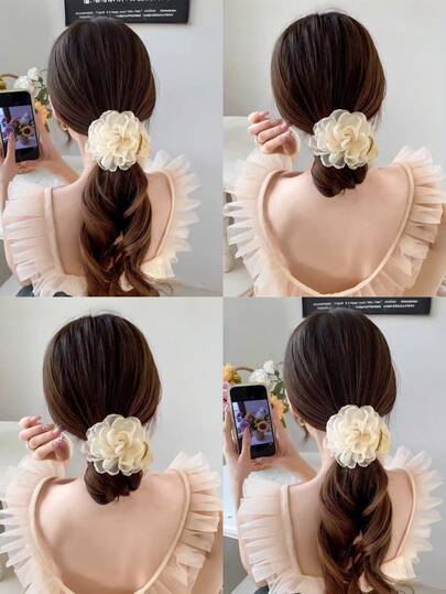 1pc Women Floral Bun Claw Clip, High-End Hair Accessory, Hair Styling Tool, Hair Claw Suitable For Daily Use
