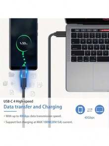 1个USB Type-C适配器，40Gbps USB-C公头转母头适配器，支持8K@60Hz和100W快充，USB母头转USB-C公头适配器，兼容Thunderbolt 4/3、USB-C、集线器、扩展坞、平板电脑 - 彩色 - 查看 3