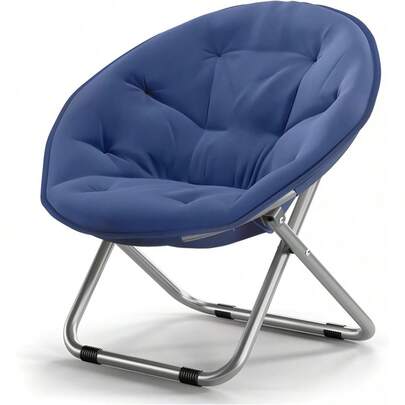 AVEDISTANTE Sillas Plegables de Sala,Silla Platillo Grande, 76 CM * 52 CM, Sillon Individual Plegable,Adecuada para Uso Exterior e Interior, Jardín, Camping, Sala de Estar o Dormitorio-Azul Marino