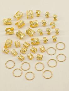 40个混款发圈，可调节发绳，适合编发造型，四季皆宜 - 金色 - 查看 3