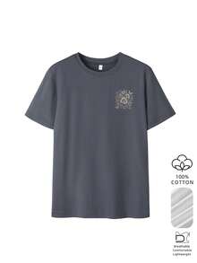 基督教美学风格女式宽松短袖T恤，每日清晨新恩典花卉蝴蝶图案，100%纯棉透气圆领，Y2K柔美少女风，适合教堂礼拜、周末聚会、度假及信仰主题休闲夏季穿着 - 深灰色 - 查看 3