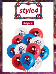 Marvel 蜘蛛侠宇宙主题12英寸乳胶气球套装 - 12/24/36/48个装，包含各种颜色和蜘蛛格温图案气球 | 红色、蓝色和白色蜘蛛网图案设计 | 活力四射的派对用品，适合生日庆祝、主题活动和精彩纷呈的聚会 | 引人注目的装饰，营造激动人心的超级英雄氛围 - Latex balloon - 查看 12