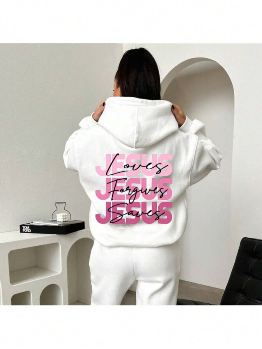 Moletom Feminino Jesus Blusa De Frio Canguru Flanelado Cristã - Branco - Visão 1