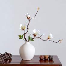 1/2支优雅仿真木兰花，白色木兰花带茎，白色花朵和绿色叶子，仿真绿色植物，适用于春夏家居装饰，卧室客厅书桌办公室婚礼派对装饰，波西米亚风格装饰，母亲节，毕业季礼物 - 彩色 - 查看 11