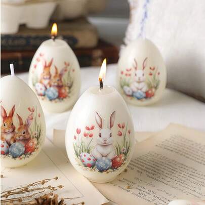 复活节彩蛋造型香薰蜡烛，适用于家居装饰，适合卧室和浴室，营造愉悦氛围，也是馈赠佳品。