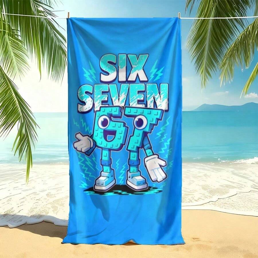 1 Blue 67 Robot Beach Towel, Modern Style, Microfiber, High Absorption, Multi-Purpose Summer Bath Towel, Suitable Yoga, Swimming, Fitness, Camping,, Halloween And Other Festivals Best - A - 查看 1