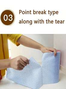 1Roll (50pcs) Reusable Disposable Kitchen Cleaning Cloth, Bathroom Cleaning Cloth, Tearable Cleaning Cloth, Disposable Kitchen And Bathroom Cleaning Towels, Polyester Non-Woven Fabric, Multi-Purpose Square Wet Wipes - Convenient And Effective Utensil And Surface Cleaning Cloth, Stove Cleaning Cloth, Suitable For Home, Kitchen, Dining Room, Bathroom, Room, Car Detail Cleaning, Cleaning Supplies, Cleaning Tools - Striped Cleaning Cloth - View 7