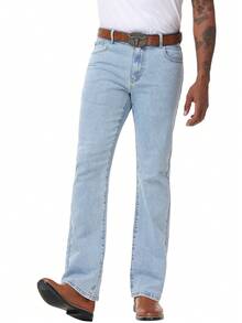 Men's Vintage Jeans Bell Bottom Pants Retro 70s Comfortable Stretch Fit For Disco Party - Rửa nhẹ - Xem 8