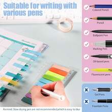 200pcs/Set Reusable Semi-Transparent Self-Adhesive PET Memo Pads, Suitable For Binders And Indexes - Multiple Styles - View 6