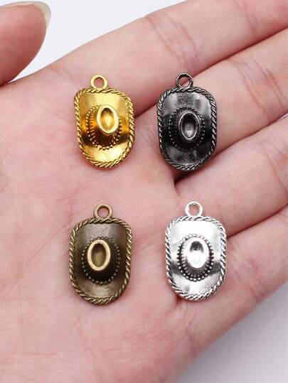 10个23x13毫米3D牛仔帽吊坠，适用于DIY珠宝制作，如项链、钥匙扣、手机链、手链等，手工工艺品制作配件