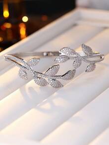 1 pieza Brazalete con diseño de hoja de estilo nicho, versátil estilo de viajero, opción de regalo elegante - pulsera - Ver 6