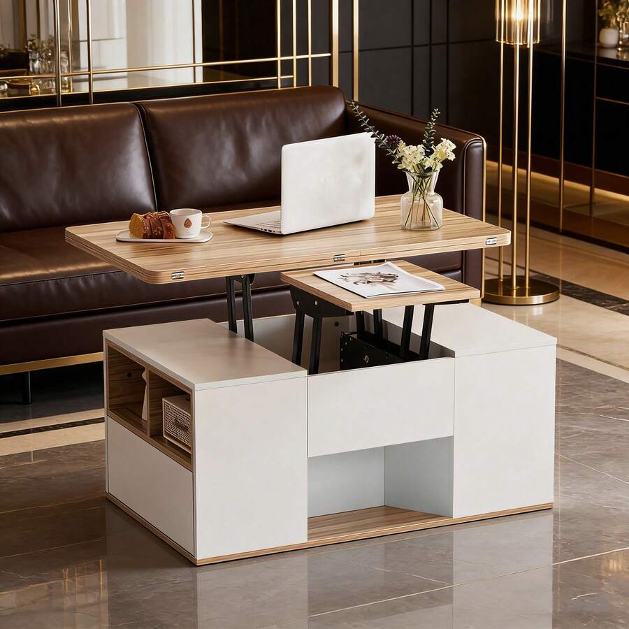 Coffee Tables - White + Particle Board-4 - View 1