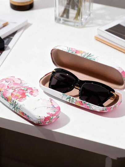 1pc Printed Eyeglasses Case, Suitable For Women/Girls, Portable Scratch-Resistant Eyewear Protective Box, Perfect For Protecting Glasses During Travel And Vacation, An Ideal Gift For Female Friends, Eyeglasses Not Included, Valentine's Day Gift