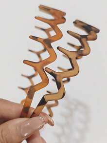 2条/4条装亮黑色和豹纹防滑发带，时尚波浪锯齿发带，家居护肤化妆发带，适合日常使用 - 磨砂款 - 查看 12