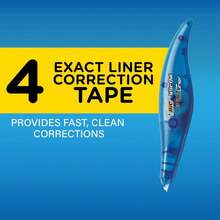 BIC Wite-Out Brand Exact Liner Correction Tape, 19.8 Feet, 4-Count Pack Of White Correction Tape, Fast, Clean And Easy To Use Tear-Resistant Tape Office Or School Supplies - 方形 - 查看 3