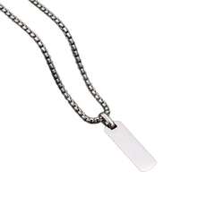 1件极简主义不锈钢3D长方形吊坠，男女通用设计，不褪色 - 鋼色 - 查看 7