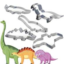 New Dinosaur Cookie Cutter Set - 8 Pieces - Footprints And Heads, T-Rex (Tyrannosaurus), Brachiosaurus, Dinosaur, Triceratops, Pterodactyl, Children's Dinosaur Birthday Party Baking Molds - View 7