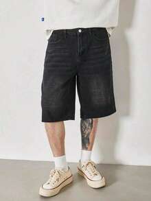 Quần short denim đen phong cách đường phố thường ngày, thời trang dành cho thiếu niên nam. - màu đen - Xem 1