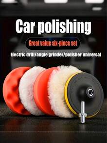 6pcs Car Polishing Kit, 3-Inch Soft Pads, Scratch Repair Tools, Cordless Drill Attachments - For Cars, Motorcycles, Bicycles And Home Cleaning! Perfect Valentine's Day Gift - A - View 2