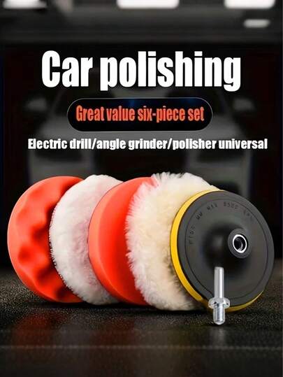 6pcs Car Polishing Kit, 3-Inch Soft Pads, Scratch Repair Tools, Cordless Drill Attachments - For Cars, Motorcycles, Bicycles And Home Cleaning! Perfect Valentine's Day Gift